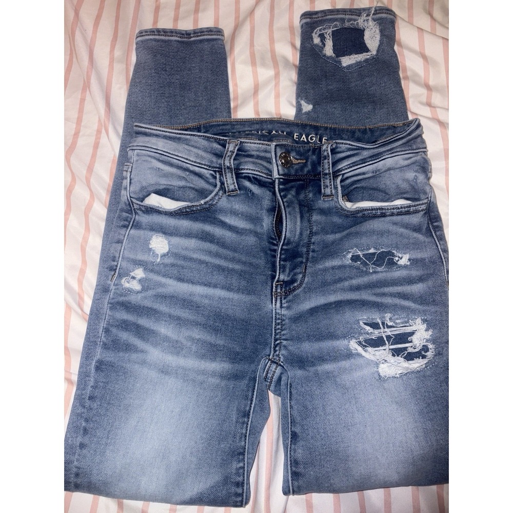 American Eagle Size 0 Womens Jeans Super Hi Rise Jegging Crop Hi Rise